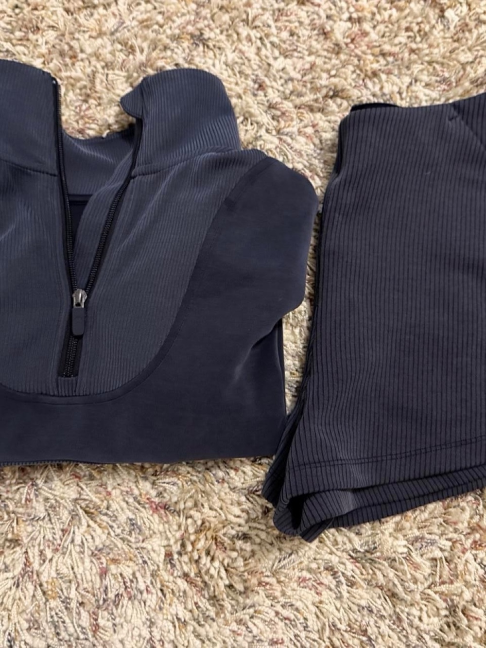 lululemon athletica Dark Gray Cropped Quarter-Zip Pullover with Ribbed Shorts - Picture 3 of 3